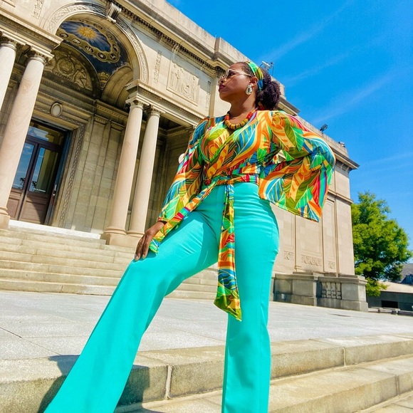Multicolored wrap blouse with headband - Picture 2 of 4